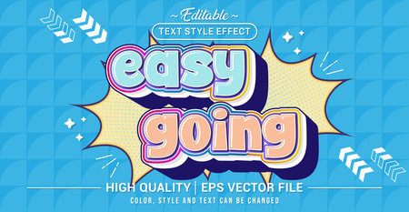 Editable text effect vector with âEasy Goingâ theme. Relaxed, cheerful, and carefree design that reflects chill lifestyle, positivity, and simple happiness in daily moments.のイラスト素材