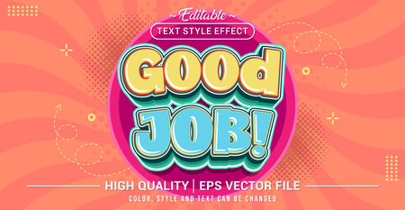 Editable text effect vector with âGood Jobâ theme, featuring a cheerful, bold, and colorful 3D style. Perfect for motivation, appreciation, and achievement design projects.のイラスト素材