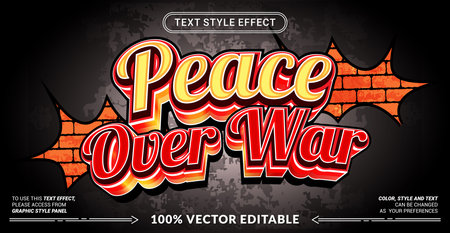 Editable text effect vector âPeace Over Warâ features bold impactful lettering with a strong message of unity, hope, and harmony for social campaigns and awareness designs.のイラスト素材