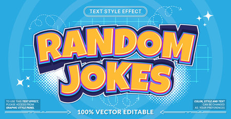 Editable text effect vector âRandom Jokesâ features bold playful lettering with humorous vibes, perfect for comedy posts, funny quotes, memes, and entertainment designs.のイラスト素材