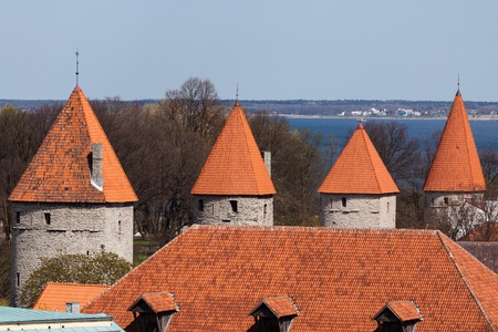 Towers of of an old Tallinnの写真素材