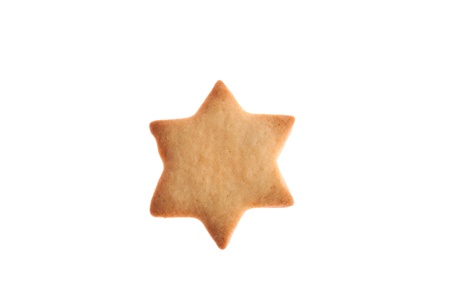 Star shape homemade cookie isolated on white backgroundの写真素材