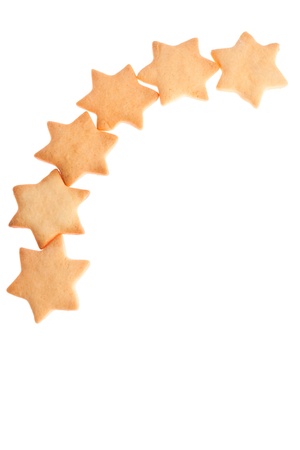 Star shape homemade cookies isolated on white backgroundの写真素材