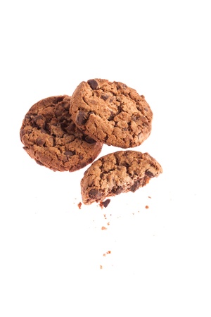 Chocolate sweet cookies isolated on a white backgroundの写真素材