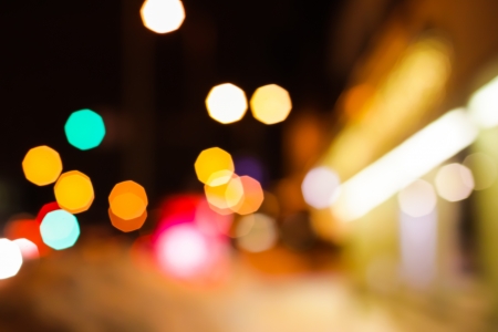 Photo of bokeh lights on black backgroundの写真素材