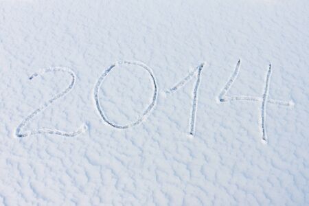 2014 on the white snow for christmas and the new yearの写真素材
