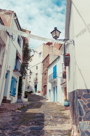Detail of the typical stone street of Cadaques  Costa Brava, Spain