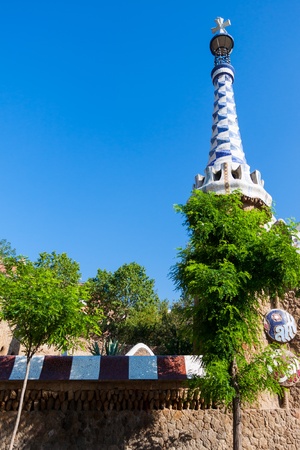 Barcelona Park Guell Gingerbread House of Gaudi modernism fairy taleの写真素材