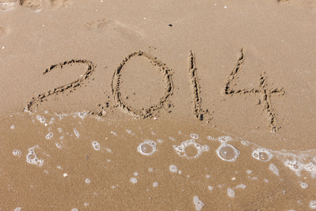 summer of 2014, digits numbers on the beachの写真素材