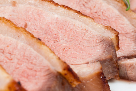 sliced duck breast meat - close upの写真素材