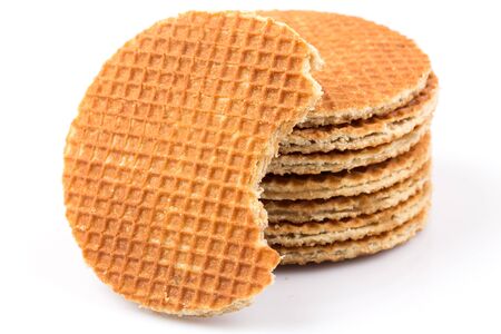 Dutch waffle isolated on a white backgroundの写真素材