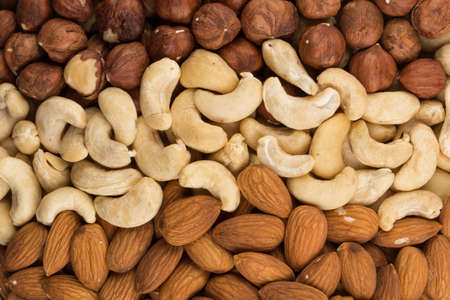 mix of various nuts backgroundの写真素材