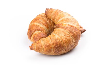 Fresh and tasty croissant over white backgroundの写真素材