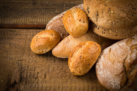 Close-up of traditional bread on a wooden table