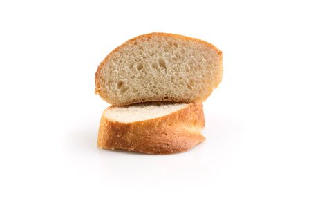 Traditional white bread slice isolated on white backgroundの写真素材