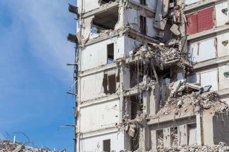 Pieces of Metal and Stone are Crumbling from Demolished