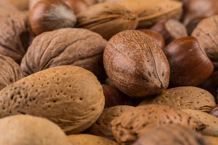 Variety of Mixed Nuts as a background - close up image