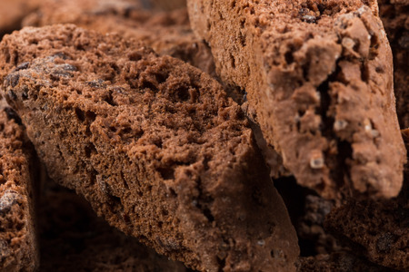 Cantucci with chocolate pieces close up as a background