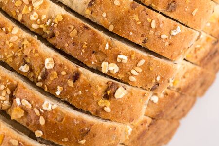 Slices of whole wheat bread close up shot
