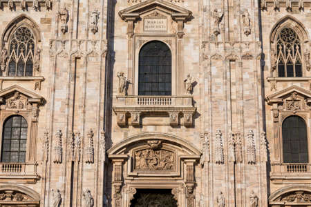 Duomo Cathedral of Milan Italy - detail front viewの写真素材