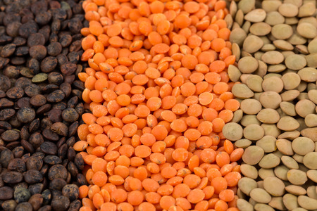 Mix of various color legumes lentils for background