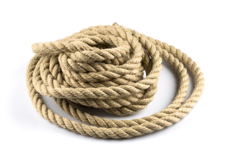 Twisted thick rope isolated on white background