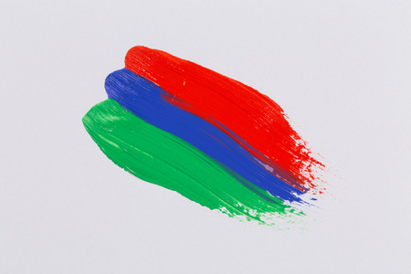 Acrylic paint colorful brush strokes. Rainbow brush strokes collectionの写真素材