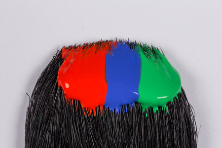 Acrylic paint colorful brush strokes on brush. Rainbow brush strokes collectionの写真素材