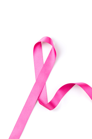 Pink ribbon over white background, design elementの写真素材