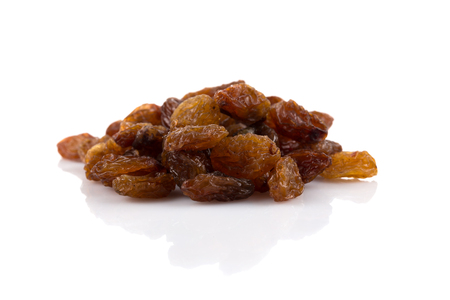 Sweet dry raisins isolated on the white backgroundの写真素材