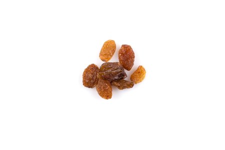 Sweet dry raisins isolated on the white backgroundの写真素材