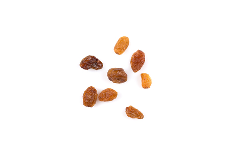 Sweet dry raisins isolated on the white backgroundの写真素材