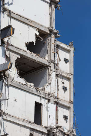 Pieces of Metal and Stone are Crumbling from Demolishedの写真素材