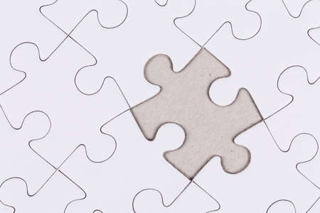 white jigsaw puzzle as a backgroundの写真素材
