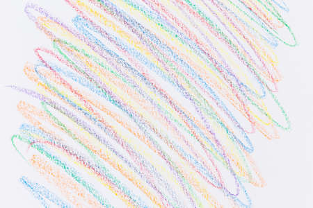 Wax crayon hand drawing design elements set. Colorful pastel chalk stripes. Backgroundの写真素材