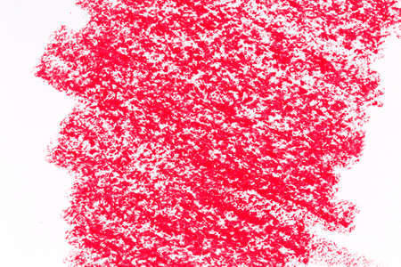 Red crayon draw on a white paper texture backgroundの写真素材