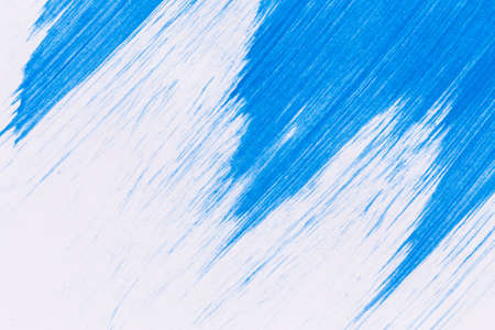acrylic paint texture background blue color on white paper. Brush stroke. Hand made