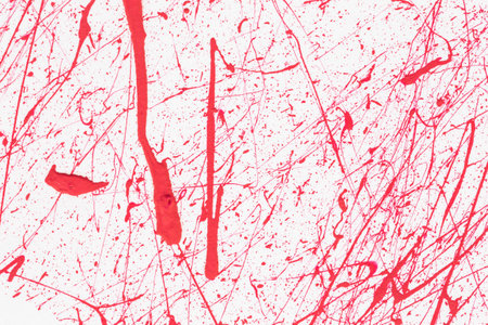 acrylic orange red paint texture background hand made brush on paperの写真素材