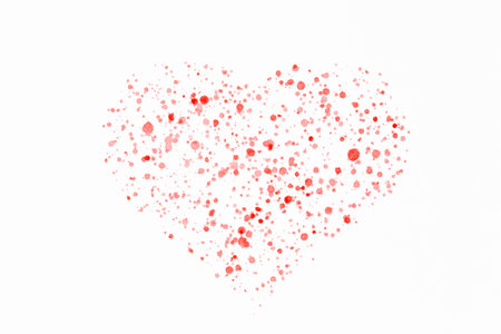 gouache texture paint paper red paint splash heart backgroundの写真素材