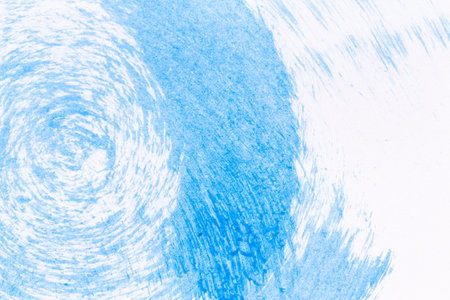 acrylic paint texture background blue color on white paper. Brush stroke. Hand madeの写真素材