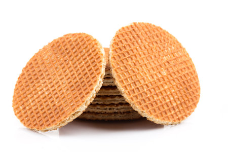 Dutch waffle isolated on a white backgroundの写真素材