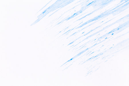 acrylic paint texture background blue color on white paper. Brush stroke. Hand made