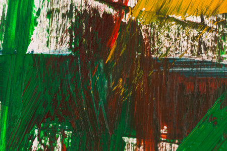 board with brush paint stains as background textureの写真素材