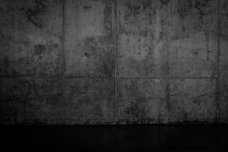 Grungy dark concrete wall and wet floor for background textureの写真素材