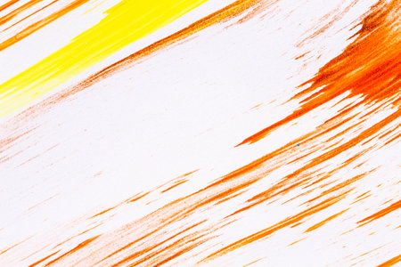 acrylic orange red yellow brown paint texture background hand made brush on paperの写真素材
