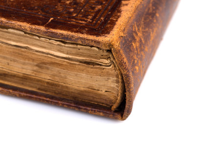 Open old book blank on white background