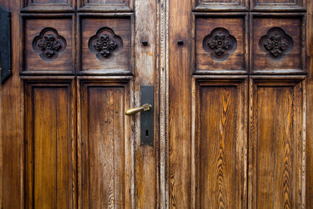 Full frame take of an old wooden doorの写真素材