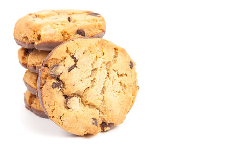 Chocolate chip cookie isolated on white backgroundの写真素材