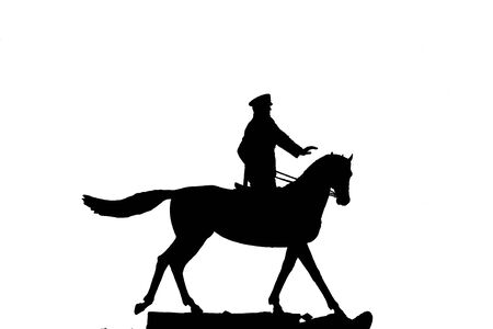 military man , horseman on white background, isolatedの写真素材