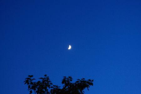 sickle moon on sky at night